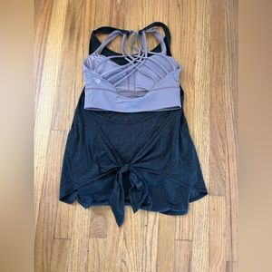 Lululemon Open Tie Back Tank Top with Purple Strappy Sports Bra Size 6